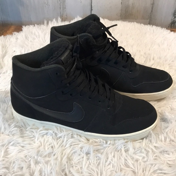 Nike Shoes - Nike Womens Ebernon Mid SE Faux Fur Fashion Sneakers Black 10